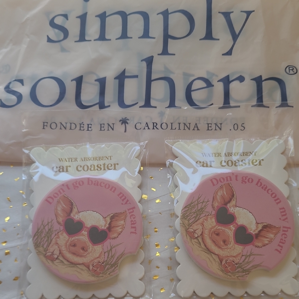Simply Southern Pig Car Coasters Set